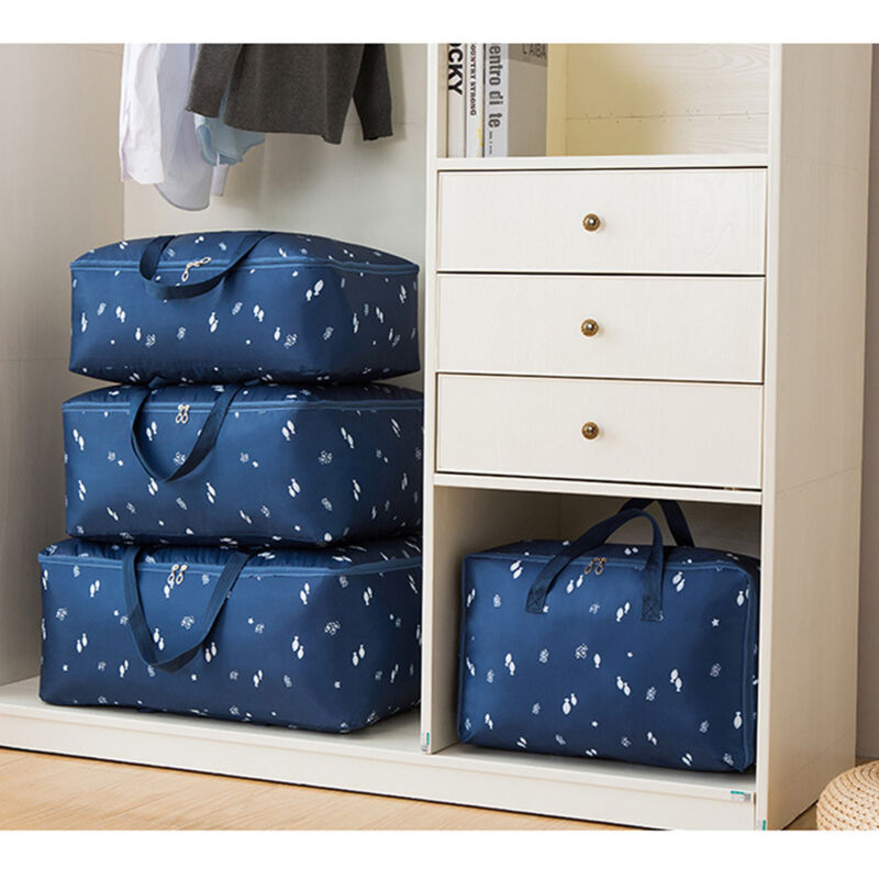 2 Sacchetti Portaoggetti Grandi 105L Sotto Il Letto In Tessuto Oxford, Impermeabili E Antiumidità, Per Trapunte E Coperte, Grigi, 70x50x30 Cm