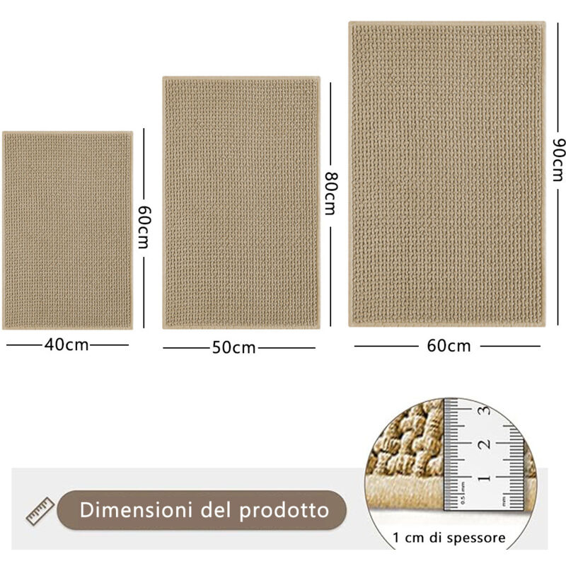 Color G Tappeto Bagno in Ciniglia, Tappeto da Bagno Antiscivolo 50x80cm, Tappetino Bagno Assorbente, Lavabile per Bagni, Toilette, Vasche da Bagno - Grigio