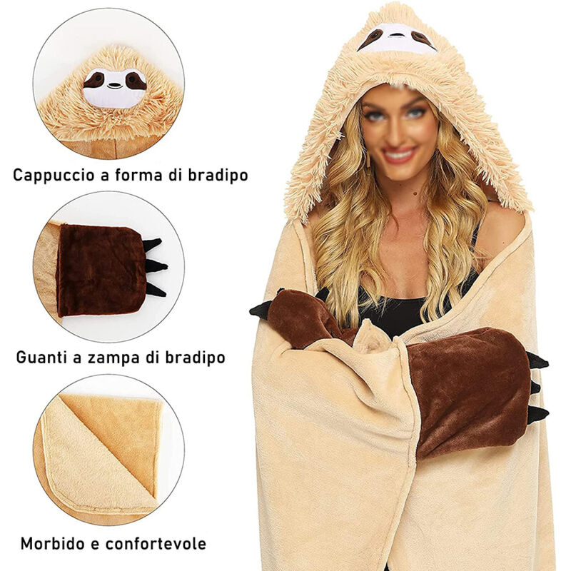 Blumtal Coperta Indossabile con Maniche, Coperta in Pile Indossabile con Tasche, Coperta con Maniche per Bambini, 90x105cm, Blu Pastello