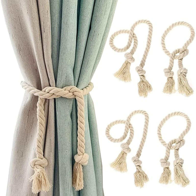 Fermatende Boho In Cotone Intrecciato Con Perline Di Legno | 2 Pezzi A Forma Di Foglia Per Interni/Esterni - 2