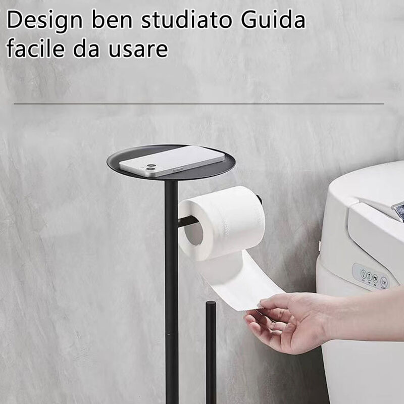 Porta Carta Igienica In Rattan Con Ripiano | Design Boho, Base Pesante, Per 4 Rotoli - Foto 3