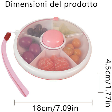 Porta Snack Con 8 Scomparti – Contenitore Portatile Con Manico – Senza BPA – Ideale Per Frutta, Dolci E Pic Nic – Lavabile In Lavastoviglie - 3