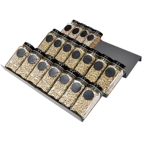 Portaspezie da Cassetto, 6Pcs Interno Estensibile Porta Spezie da 23cm a 46cm, Nero Salvaspazio Organizer Condimenti Cucina di Cassetti Grande Capacità