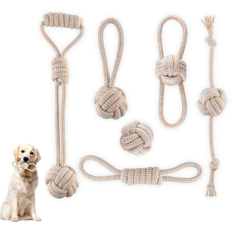 6 Pezzi Corda Gioco per Cani, Corda di Cotone per Cani, Corda Giocattolo per Cani con Nodo, Indistruttibili Giochi per Cani da Masticare per Cani Cuccioli di Taglia Media E Grandi
