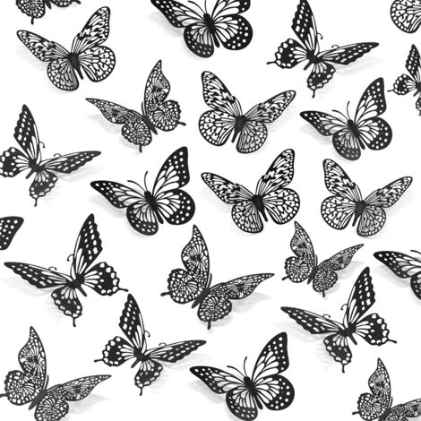 48 Adesivi Murali 3D Farfalle Nere - Decorazione Parete Fai Da Te Con PVC, Grandezze Variabili 6,5-11 Cm, Rimovibili Per Cameretta, Festa, Matrimonio - 4