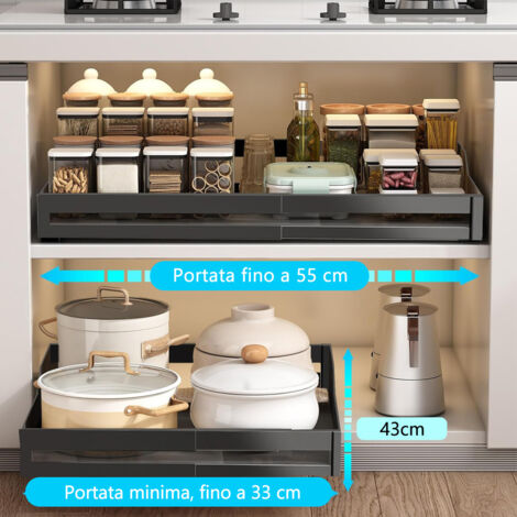 Sistemi intelligenti estraibili per la cucina: cassetti e