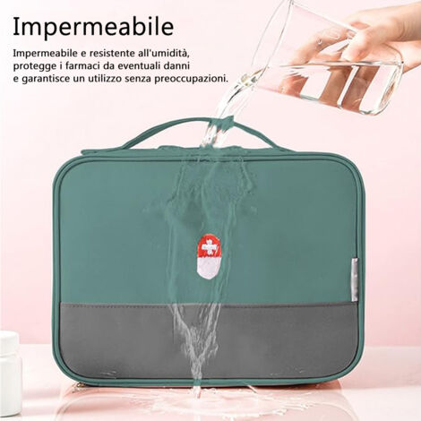 2 pezzi Mini Kit di Pronto Soccorso Portatile, Kit di Primo Soccorso Vuota Pacchetto di Medicina per Casa in nylon per le emergenze a casa, in ufficio, in escursionismo (Grigio