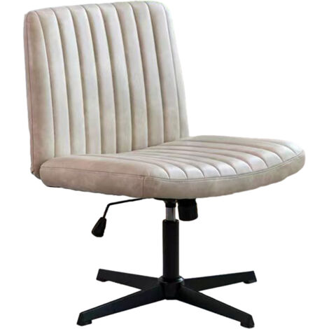 Sedia Da Ufficio Senza Braccioli Regolabile - Ergonomica Beige Con Base Incrociata - Foto 5