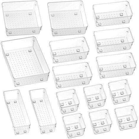 Criusia Set 16 Organizer Per Cassetti – Plastica Trasparente 5 Dimensioni – Per Cucina, Bagno, Ufficio E Trucco - 2