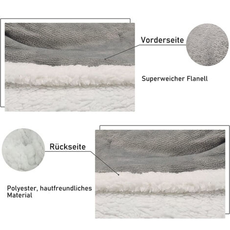 Coperta Con Cappuccio, Plaid Con Maniche, Coperta Indossabile In Pile, Felpa Oversize Donna, Blanket Hoodie - Confortevole E Morbido - Perfetto Per Le Notti Invernali Sul Divano (LightBlue Zipper M - Foto 3