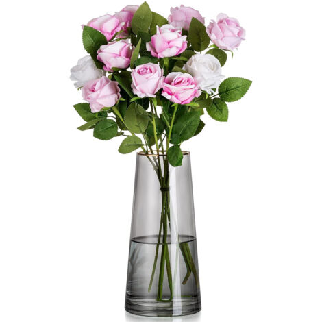 Vaso Trasparente, Vasi Vetro per decorare la stanza, 22cm Fiore Vaso, Moderno Vaso per Fiori, Decorazione Tavolo Soggiorno per Arrangementi Floreali E Decorazione Domestica – S (1/5)