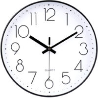 30cm Orologio da parete silenzioso, Movimento al quarzo, Orologio da Parete Circolare Facile Lettura, Per soggiorno, Camera da Letto, Cucina, Ufficio, Scuola - Nero e Bianco
