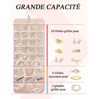 Srliya Rotolo Di Gioielli Portatile Per Appendere Gioielli Su Due Lati Con Ganci In Metallo E Tasche Per Orecchini, Collane, Anelli Per Riporre La Porta Dell'armadio A Muro (Rosa