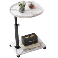 Tavolino a forma di C con ruote, tavolino moderno regolabile in altezza, piccolo tavolino, girevole a 360°, per divano, letto, divano e soggiorno - Bianco 40x40cm