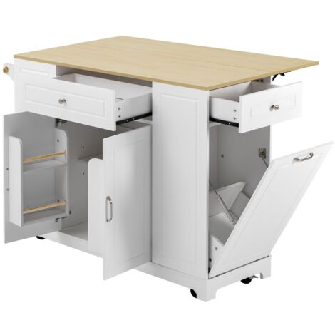 Carrello da cucina, Carrello da tavolo 129x76x91,5 cm, piano pieghevole