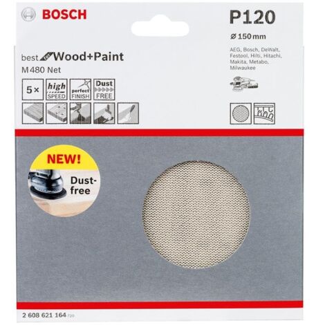 Bosch Schleifblatt M480 Net Best for Wood and Paint 150 mm 120 5 Stk