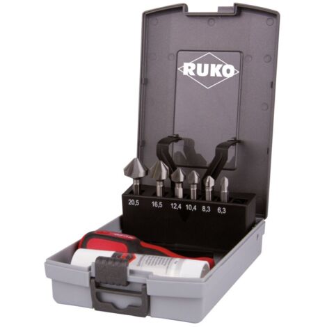 RUKO Kegel- und Entgratsenker-Bit-Satz 90° "Lang" HSS in Kunststoffkassette - 102319RO