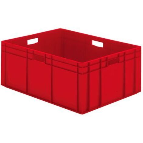 LA-KA-PE Transport-Stapelkasten B800xT600xH320 mm rot, geschlossen mit Griffloch