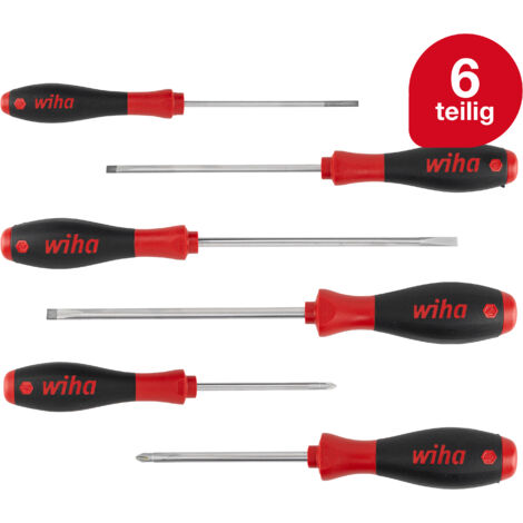 Wiha Schraubendreher Set SoftFinish® (07152) 6 tlg. I Schraubenzieher Satz für Alltag, Handwerk, Industrie I Schraubwerkzeug Schlitz/Kreuz