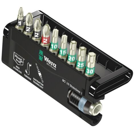 Wera BC 10/9 05071110001 Bit-Set 10teilig Schlitz, Kreuzschlitz Phillips, Kreuzschlitz Pozidriv, Inn