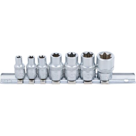 BGS Steckschlüssel-Einsatz-Satz E-Profil Antrieb Innenvierkant 6,3 mm (1/4&quot) / 10 mm (3/8&quot) SW E6 - E16 7 tlg. - 2027 (1/4)
