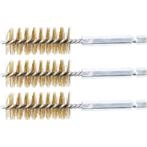 BGS Messingbürste 19 mm Antrieb Außensechskant 6,3 mm (1/4") 3tlg. - 3078-19-M