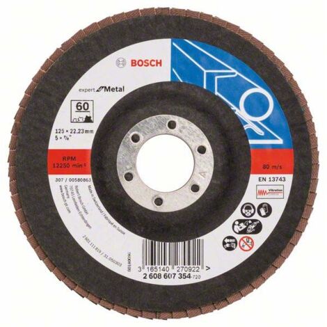 Bosch Fächerschleifscheibe Expert for Metal 125 22,23 60 gerade Glasgewebeteller - 2608607354