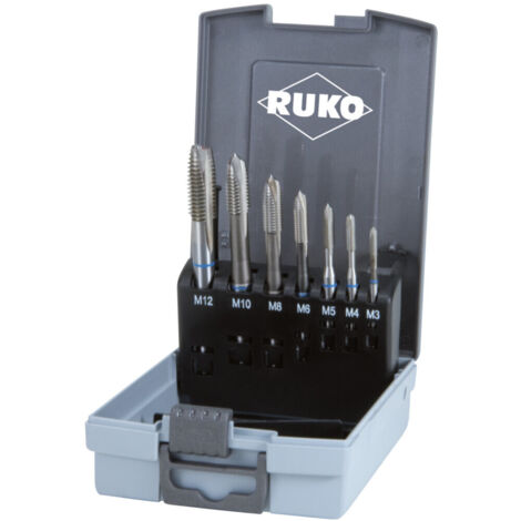 RUKO Maschinengewindebohrer-Satz 7tlg. Form B HSS in Kunststoffkassette - 245057RO
