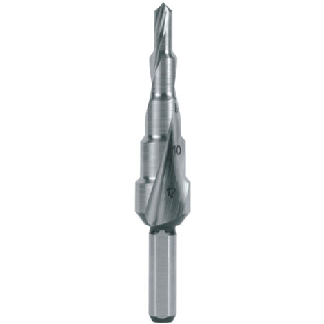 RUKO Stufenbohrer HSS spiralgenutet mit Kreuzanschliff 5 Stufen Ø 4 - 12 mm - 101050-5