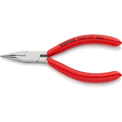 KNIPEX 25 03 125 Flachrundzange mit Schneide (Radiozange) mit Kunststoff überzogen verchromt 125 mm