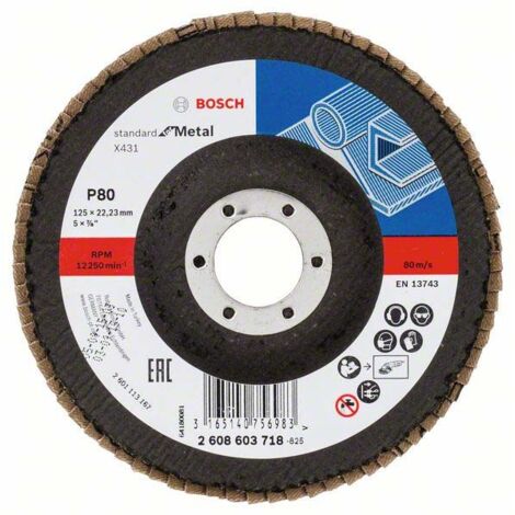 Bosch Fächerschleifscheibe X431 Standard for Metal gerade 125 mm 80 Glasgewebe - 2608603718 (1/5)