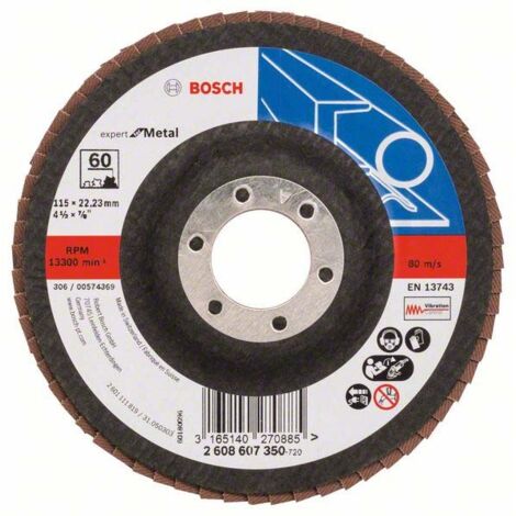 Bosch Fächerschleifscheibe Expert for Metal 115 22,23 60 gerade Glasgewebeteller - 2608607350 (1/5)