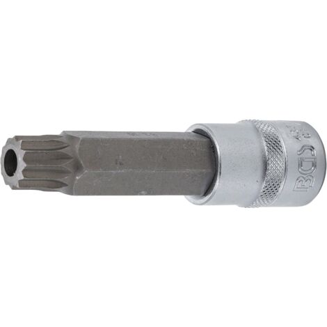 BGS Bit-Einsatz Länge 100 mm Antrieb Innenvierkant 12,5 mm (1/2") Innenvielzahn (für XZN) mit Bohrung M16 - 4357 (1/2)