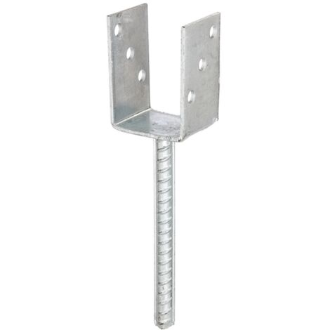ALBERTS U-Pfostenträger/Betonanker Riffelstahl, fvz, zEinbet., BxH 71x104mm, L Anker 200mm