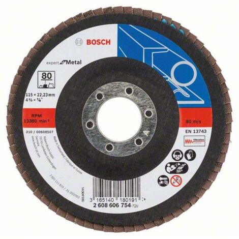 Bosch Fächerschleifscheibe Expert for Metal 115 22,23 80 gewinkelt Glasgewebet. - 2608606754 (1/5)