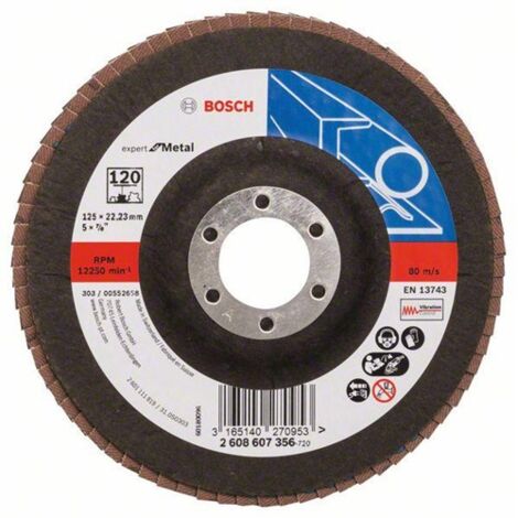 Lamellenschleifteller BOSCH EXPERT FOR METAL mit flacher Oberfläche Ø125 - Korn 120 - 2608607356