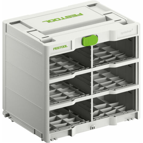 Festool – Systainer³ Rack SYS3-RK/6 M 337 – Regalmodul für 6 Mini-Systainer³ S 76 – Modular erweiterbar – Federmechanismus für einfache Entnahme (1/5)