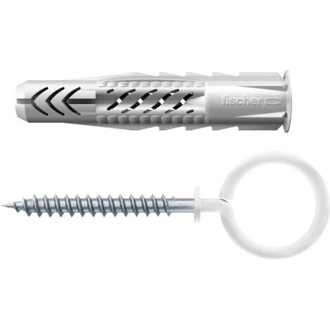 Fischer 25x Universaldübel UX 8X50 OH N mit Rand und Ösenschraube nylonbeschichtet - 94414 (1/5)