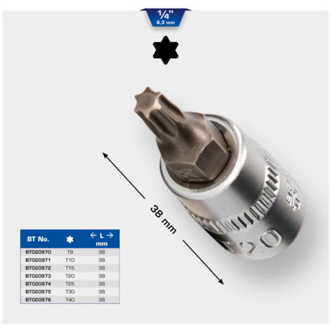 Brilliant Tools BT020971 1/4'' TORX Schraubendreher-Einsatz, 38mm, T10 (1/5)