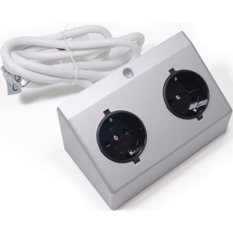 L&S Doppel-Anbausteckdose 230 V Silberfarben - 2000466 (1/4)