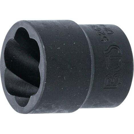 BGS Spiral-Profil-Steckschlüssel-Einsatz / Schraubenausdreher Antrieb Innenvierkant 12,5 mm (1/2&quot) SW 21 mm - 5269-21