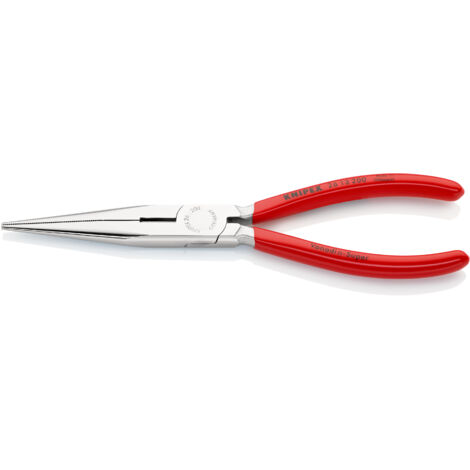KNIPEX 26 13 200 Flachrundzange mit Schneide (Storchschnabelzange) mit Kunststoff überzogen verchromt 200 mm