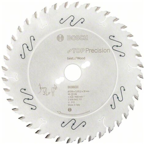 Bosch Kreissägeblatt Top Precision Best for Wood, 250 x 30 x 3,2 mm, 40
