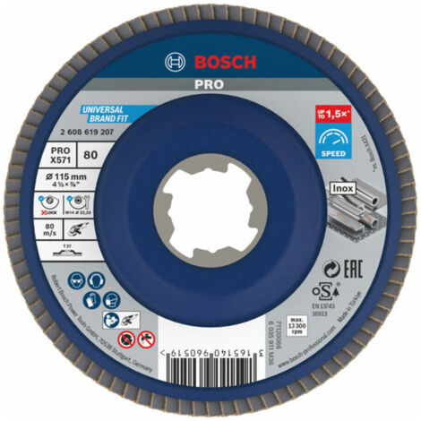 Bosch Fächerschleifscheibe X571 Best for Metal gerade 115 mm K 80 Kunststoff 10 Stk
