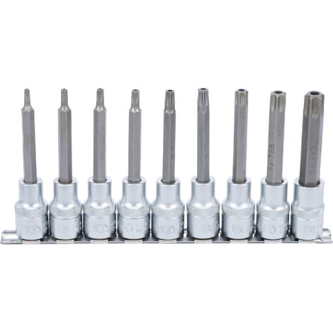 Bit-Einsatz-Satz Antrieb Innenvierkant 12,5 mm (1/2") T-Profil (für Torx) mit Bohrung 9-tlg. (1/3)