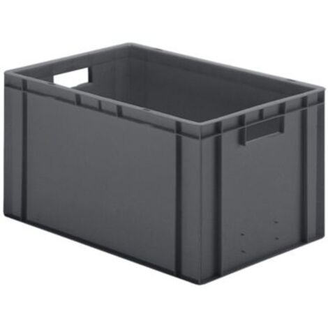 LA-KA-PE Transport-Stapelkasten B600xT400xH320 mm grau, geschlossen mit Griffloch