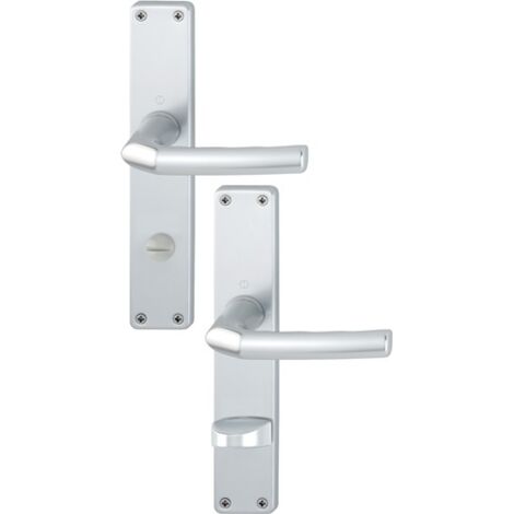 Hoppe Langschildgarnitur Birmingham 1117/202SP Alu. F1 Bad SK/OL 78mm DIN L/R