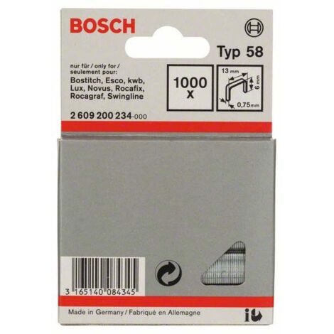 Feindrahtklammer Typ 58, 13 x 0,75 x 6 mm, 1000er-Pack