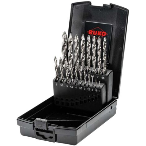 Ruko ULTIMATECUT Spiralbohrer-Satz DIN 338 Typ FLOWSTEP®, HSS in Kunststoffkassette - 19 tlg.
