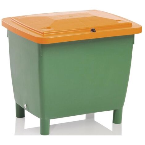 CRAEMER Streugutbehälter L790xB605xH775mm 210l HD-PE grün/orange o.Entnahmerutsche - 81025550